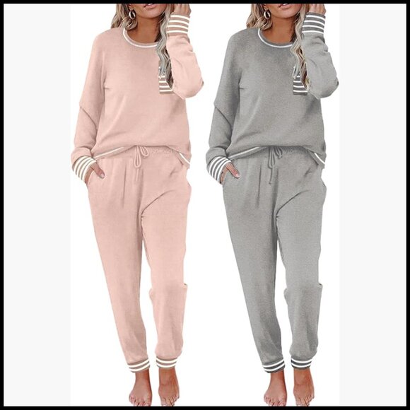 Long Sleeve Pajama Set Polyester Spandex 2-Piece Loungewear